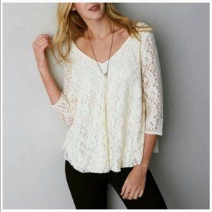 American Eagle Outfitters ivory/cream Lace Swing Top